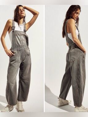 NWOT We The Free Good Luck Barrel Overalls Archive Grey